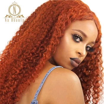 

180 Density Color Ginger Orange Ombre Curly 13x6 Lace Front Human Hair Wigs With Baby Hair Pre Plucked Peruvian Hairs Nabeauty