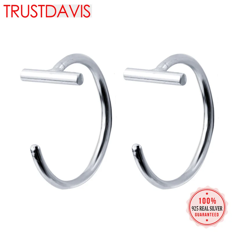 Trustdavis 100% 925 Твердые настоящие серебряные модные крошечные милые серьги гвоздики