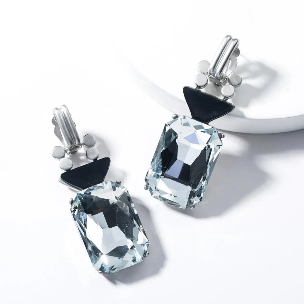 

SHIFEEL New European and American Fashion Simple Jewelry Glass drill Gem No ear hole Big Clip Earrings for Women