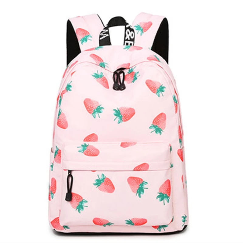 

Women Waterproof Backpacks Fruit Strawberry Printing Large School Bags for Girls Bag Rucksack School Backpack