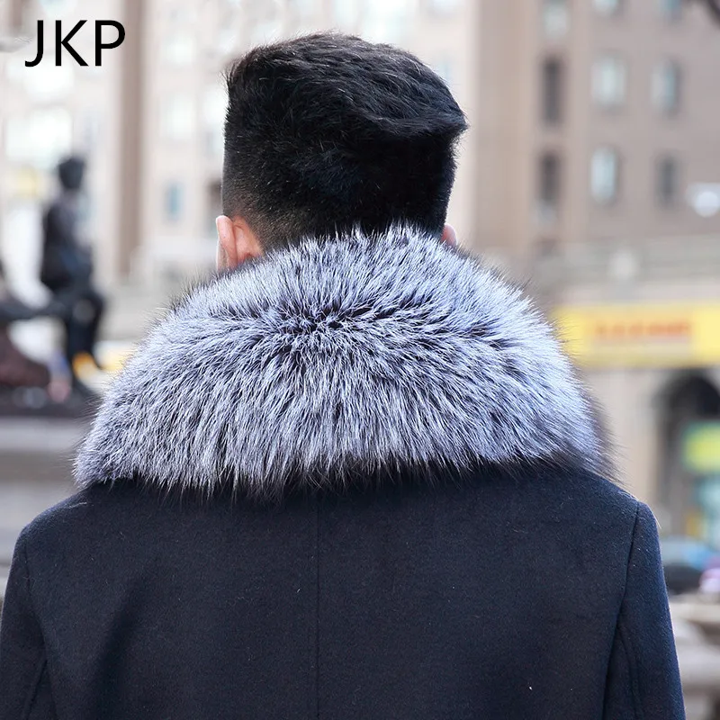 JKP зима натуральный Лисий мех шарф для мужчин дизайнерский теплый воротник натуральные меховые шали и обертывания высокое качество шарфы из натурального меха