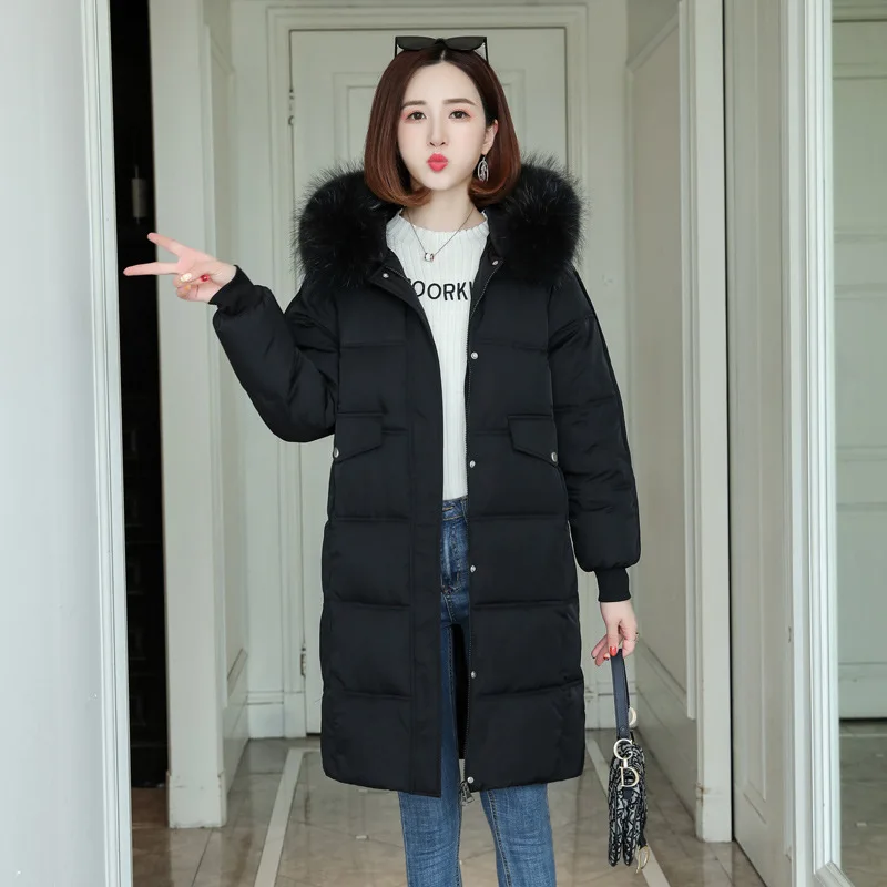 

Mid-length down Jacket Cotton-padded Clothes 2019 Korean-style New Style Hooded Thick Cotton-padded Clothes Trend of Fashion Lar