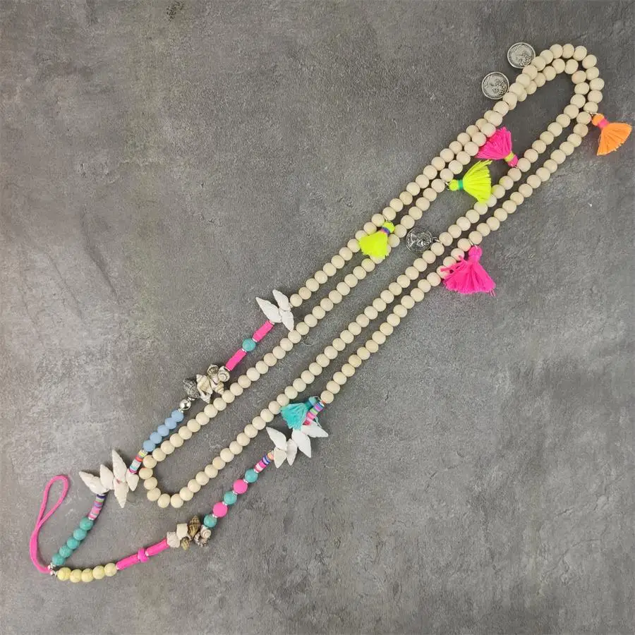 Шнурки для мобильных телефонов деревянные, подвесные цепочка с ракушкой женские ручной работы узел ожерелье Роскошный кулон ювелирные изделия