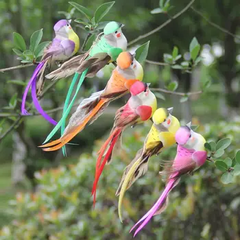 

12pcs simulation bird foam feather bird prop Christmas clip fake bird color bird Garden supplies