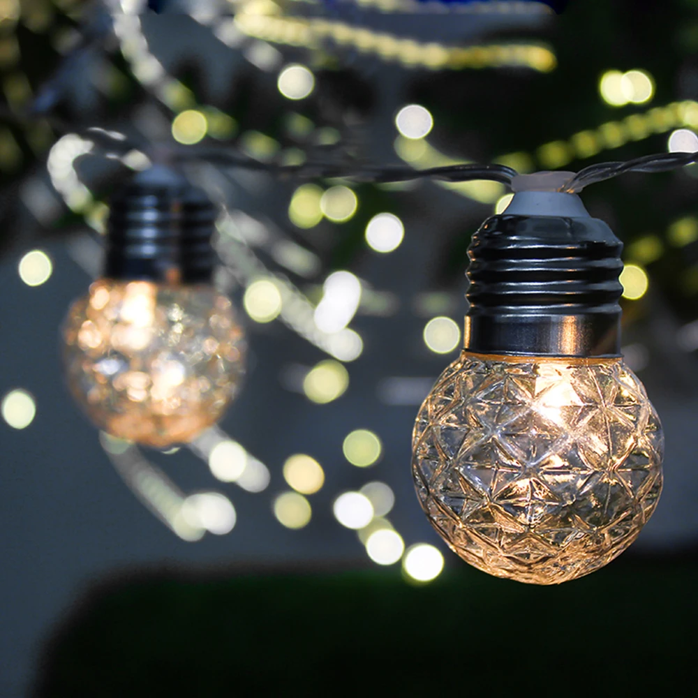 Waterproof Solar Globe Bulb String Lights Outdoor Pineapple Ball LED Light String Garland Patio Chain Lamps Christmas Decoration 7
