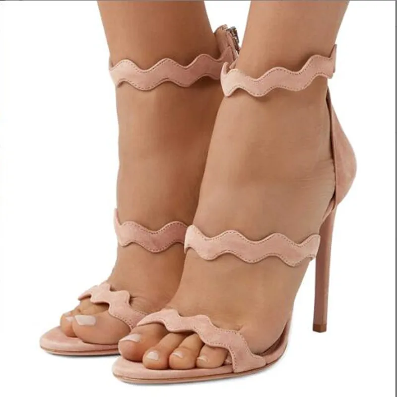 

Shofoo shoes,new versatile women's banded ultra-high heel sandals with heel height of about 11cm,suede,Party sandals.SIZE:34-45