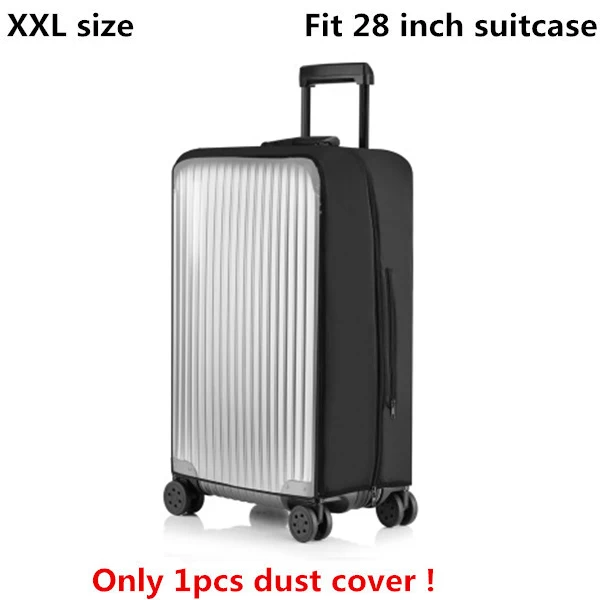 XXL size black DIHFXX ПВХ прозрачный защитный чехол от пыли для багажа эластичный водонепроницаемый чехол на колесиках Чехлы против дождя аксессуары для чемоданов - Цвет: XXL size black