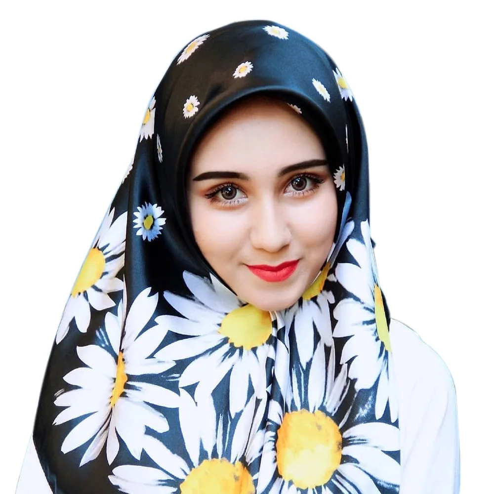 90*90 см мусульманский шелковый шарф Хиджаб Женский исламский платок Малайзия печатных платок femme musulman шарфы квадратные - Цвет: 10