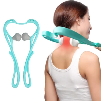 

Plastic Manual Neck And Shoulder Massager For Back Pain Relief Relaxing Neck Massage Tool Roller Ball Automatic Massager