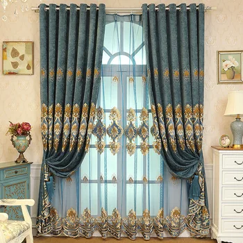 

Chenille Happy Ever After Embroidery Curtains for Living Dining Room Bedroom.