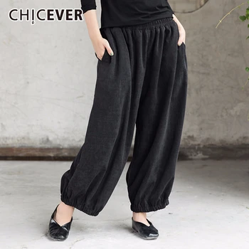 

CHICEVER Casual Women's Pants Female Casual Loose Oversize Elastic Waist Corduroy Trouser For Women 2020 Spring Fashion Clothing