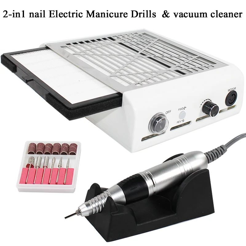

2 in 1 60W/30W manicure vacuum nail cleaner dust collector polishing pencil nail art equipment manicure pedicure machine