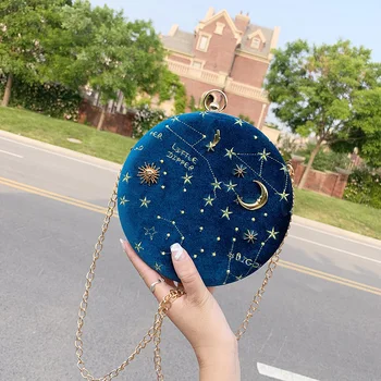 Moon and Starry Sky Pattern Chain Bag