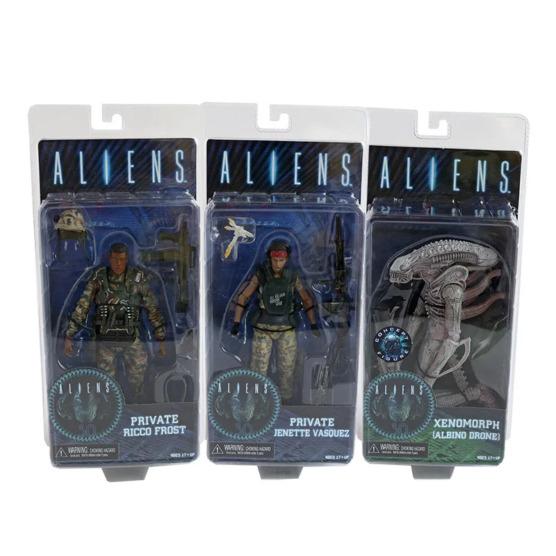 NECA ALIENS Series 9 Xenomorph Albino Drone Private Ricco Frost Jenette Vasquez PVC Action Figure Collectible Model Toy