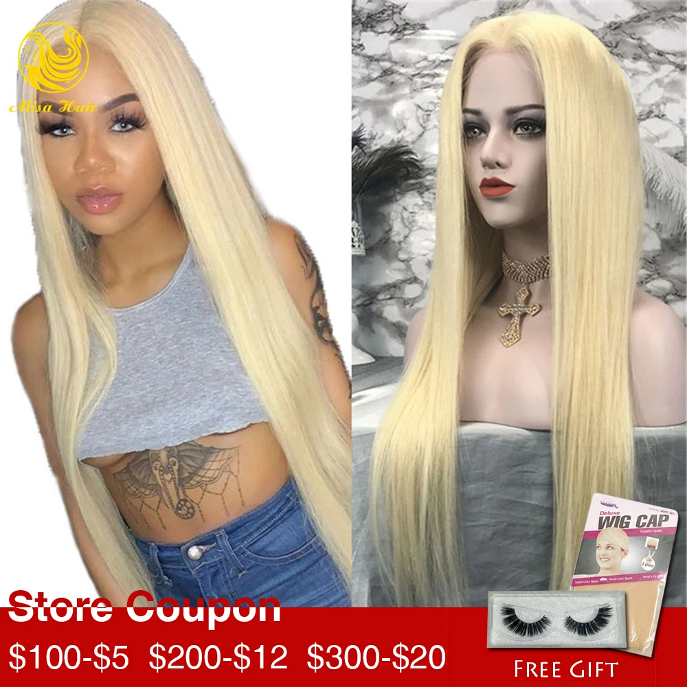 

Alisa Hair 13*4 Lace Front Wig Silky Straight 150% Density Blonde 613 Virgin Brazilian Human Hair Wigs for Black Women