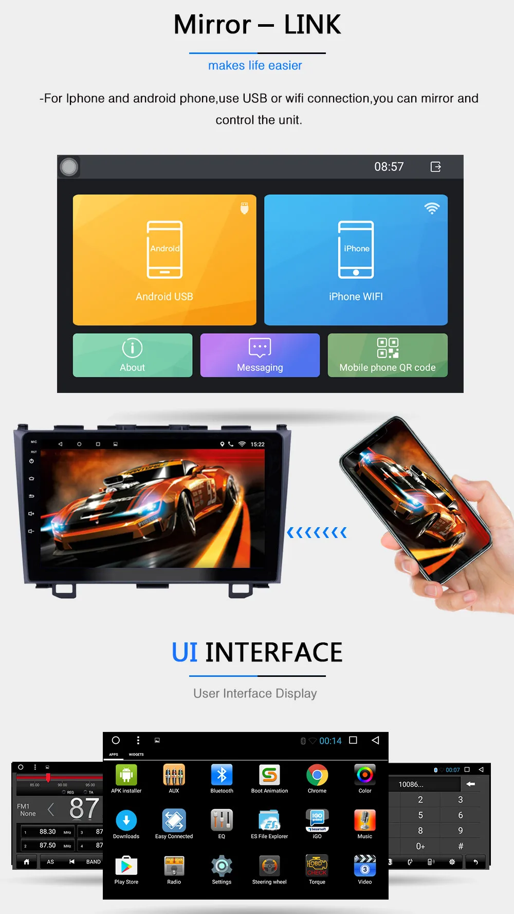Top 9" Android 9.1 Car Auto Radio GPS Navigation for Honda CRV 2006-2011 Car Stereo Autoradio Multimedia Player Wifi Bluetooth 1
