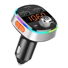 Colorful Lights FM Transmitter Bluetooth Car Kit MP3 Player Dual USB 3.1A Car Charger Voltage Display SD TF Music Playing