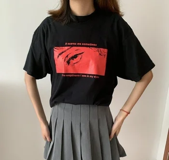 

Fashionshow-JF It Scare Me Sometimes The Emptiness I See In My Eyes Unisex Anime Black T-Shirt Tumblr Fashion Grunge Style Tee