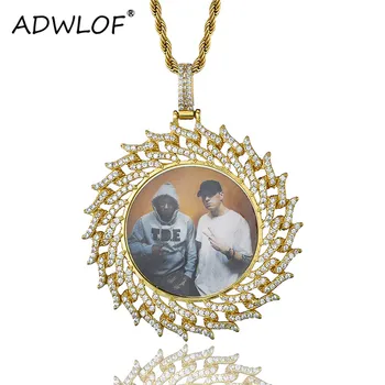 

Custom Made Photo Medallions Roundness Pendants&Necklaces With 4mm Bling Cubic Tennis Chain Zircon For Men's Hip hop Jewelry