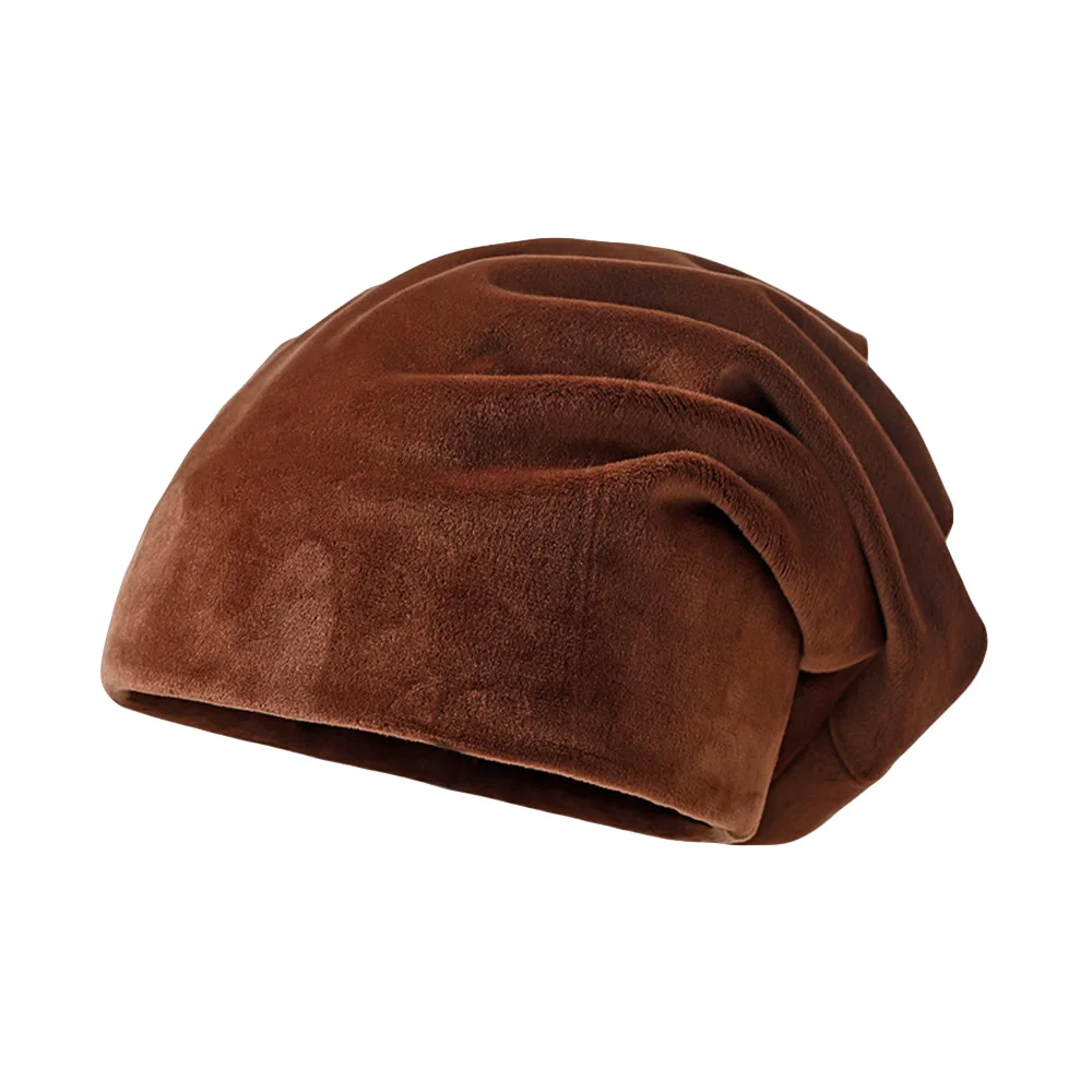 Мягкая теплая бархатная Шапка-бини для мужчин и женщин, однотонные кепки, мешковатая шапка - Цвет: Coffee