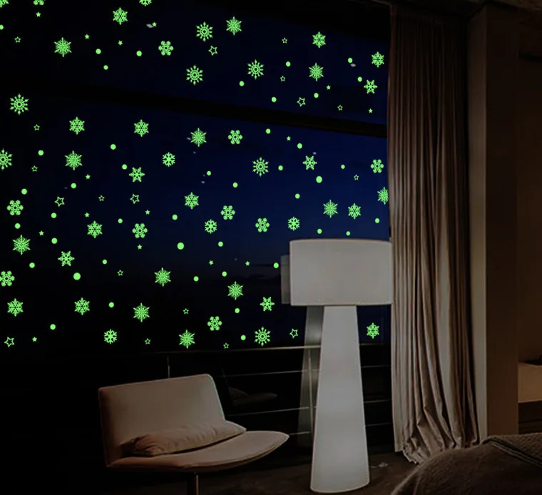 

Y0048 Snowflake Christmas Luminous Stickers Heart Stickers Living Room Bedroom CHILDREN'S Room Dormitory Decoration Fluorescence