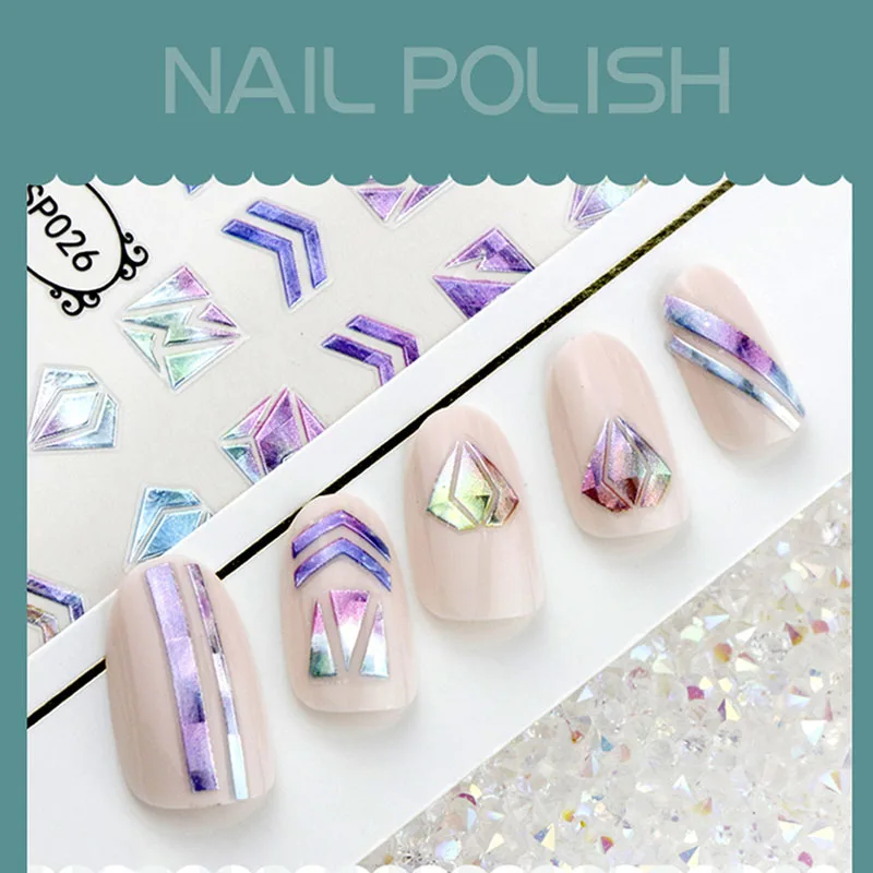 Новейшая стикеры 3D на ногти Nail Art Переводные картинки голографические золотые металлические переводные наклейки Единорог Лаванда Цветок пони крест