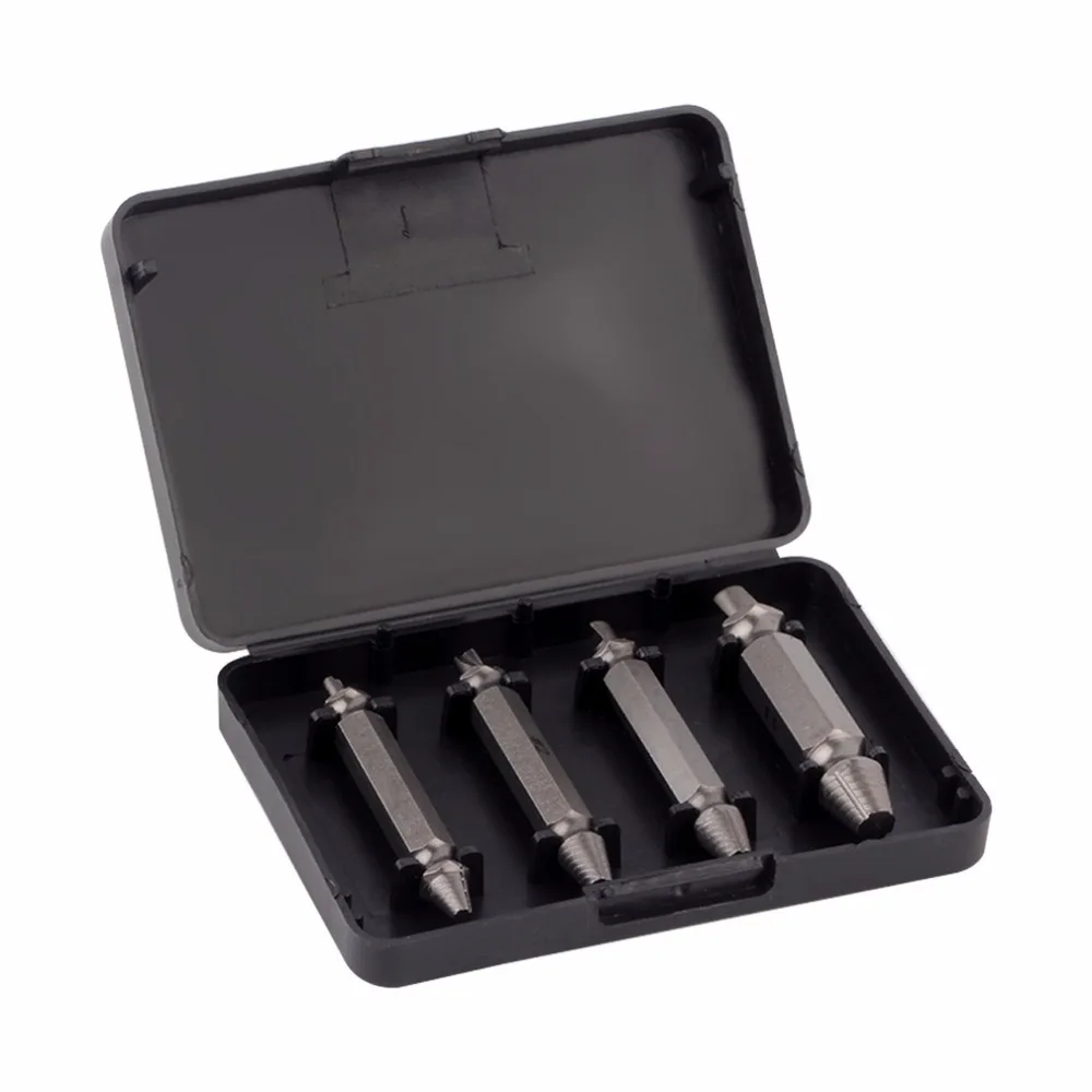 

4 In 1 Remover Tool Kit Screw Extractor Drill Guide Set Removal Broken Screw Bolts Fastner Easy Out Wood Bolt Stud high quality