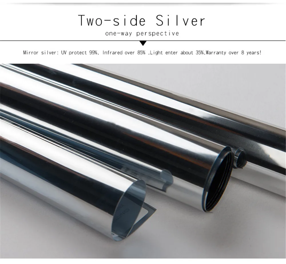 One Way Mirror Window Film Daytime Privacy Sun Blocking Reflective Self Adhesive Film Anti UV Heat Control Window Tint for Home