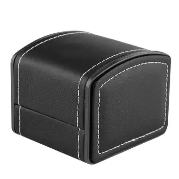

High-Grade PU Leather Watch Box Arc Shape Rectangle Watch Case Flip Present Black Gift Box for Men Women Watches Dropshipping
