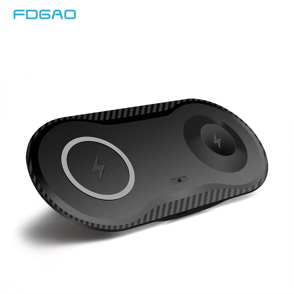 FDGAO 2 в 1 Беспроводное зарядное устройство для iPhone 11 Pro XS Max XR Apple Watch 5 4 3 2 для samsung S10 S9 10 Вт быстрая Беспроводная зарядка - Цвет: Черный