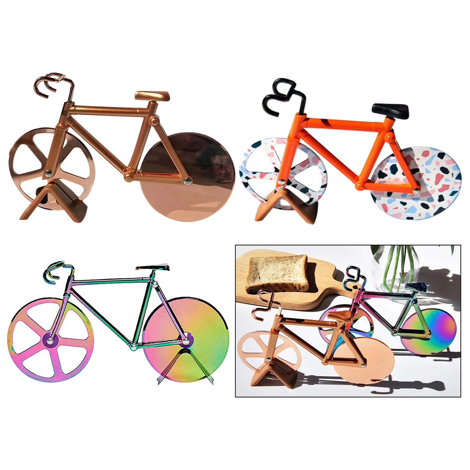 Creative Bicycle Pizza Cutter Stainless Steel Non-Stick Cutting Wheels Pizza Cutting Knife Pizza Chopper Slicer Tool Creative Bicycle Pizza Cutter Stainless Steel Non-Stick Cutting Wheels Pizza Cutting Knife Pizza Chopper Slicer Tool