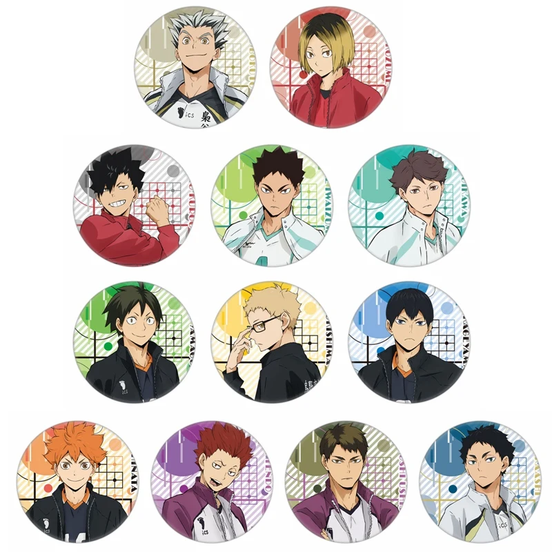 Диаметр 5 8 см Японское Аниме Haikyuu Акриловые Броши школьная подвеска Kawai Shoyo Hinata Daichi