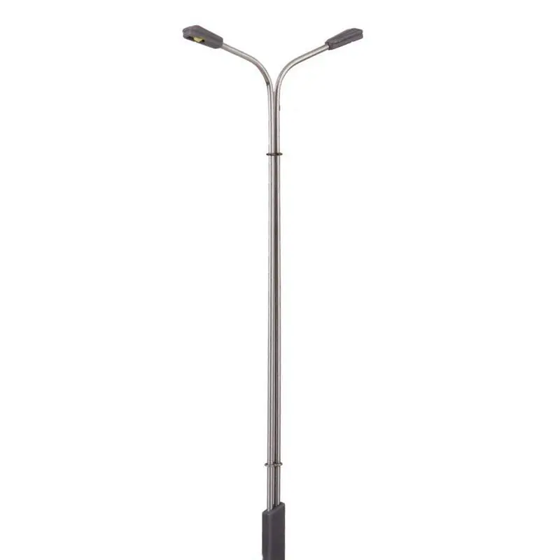 ABUI-Set of 10pcs 3V 11cm LED Floor Lamp Model Double Heads Lamp Miniature Scale 1: 100