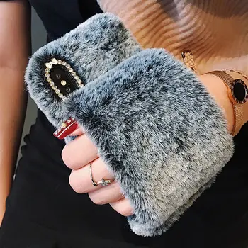 

Luxury Furry Fluffy Case for Samsung Galaxy A51 A71 A6 A7 A8 2018 J6 J4 Plus Soft Mittens Design Cover Glitter Diamond Bowknot