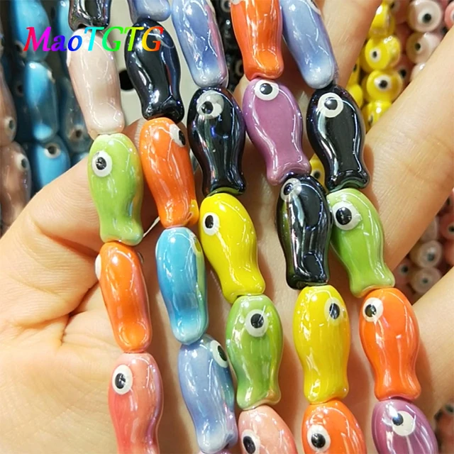 Multicolor Fish Shape Ceramic Beads For Jewelry Making Necklace Bracelet  Small Fish Porcelain Ceramic Beads Accessory