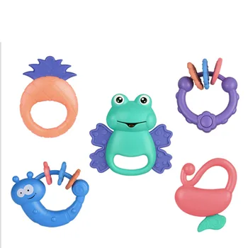

5Pcs Colorful Montessori Toys for Girls Waldorf Rattle Toy For Baby Gift Teething Kids Educational Crib Mobiles Baby Teether Toy