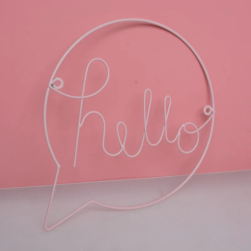 INS скандинавском Стиль железа Hello знак Wall Art декора стен в детской комнате или детской комнаты, прихожей знак Добро Пожаловать Знак настенный светильник художественное настенное изделие