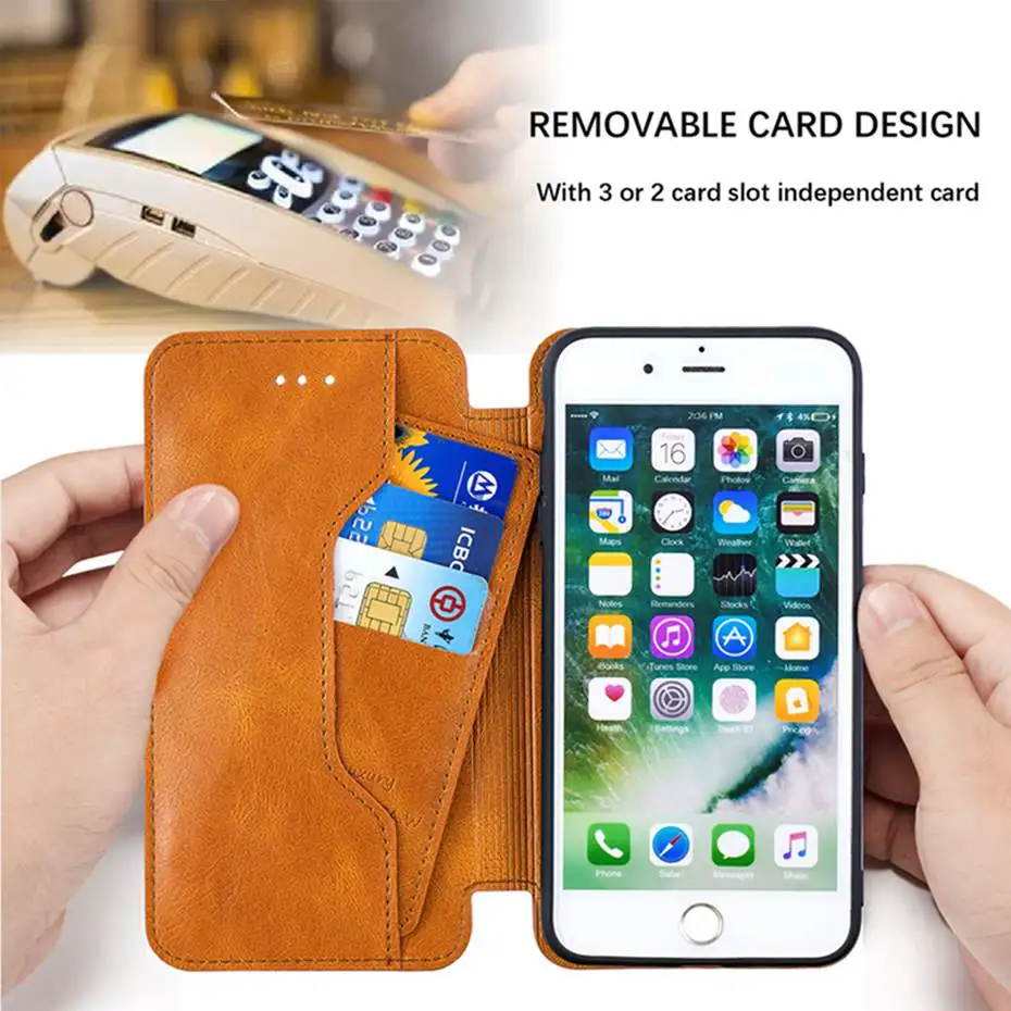 Роскошный Ретро Чехол-книжка кожаный чехол для iPhone 6 6S 7 8 Plus X XS XR XS Max кошелек чехол для телефона
