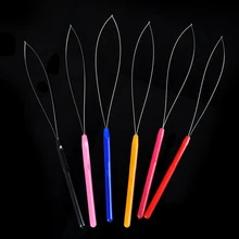 3 шт. пластиковые крючки для вязания крючком, вытягивающие иглы для наращивания волос, микро кольцевые инструменты, петля для нити, инструмент, 6 цветов, случайная отправка