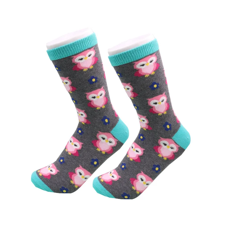 Модные Веселые носки, хлопковые мягкие носки, красивые носки для женщин, девушек, Харадзюку, птиц, щенков, кошек, художественные короткие носки - Цвет: Розовый