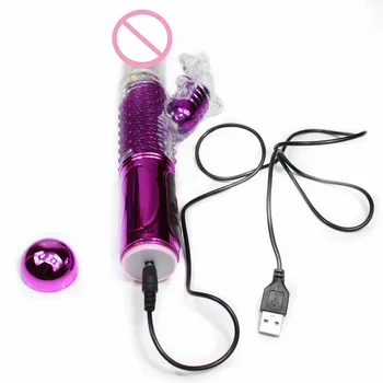 Dual Vibration Wand Butterfly Vibrator USB Rechargeable G-spot Vibrators for Women Sex Toys Dildo Telescopic Rotating Bead Rods 3