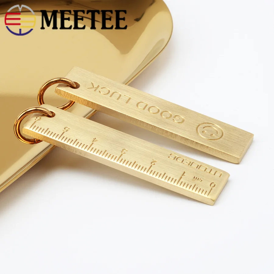 Meetee 2 шт. латунный брелок для ключей детали маленькая медная линейка номерная