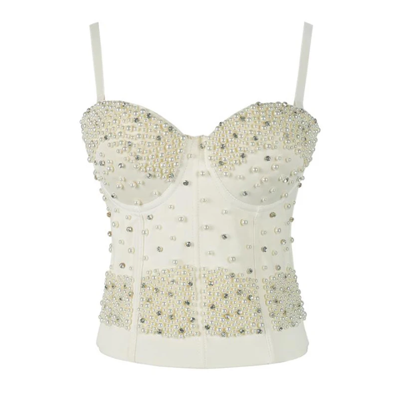 

Advance Sale Sexy Rhinestones Women's Bustier Corsets Dance Gothic Clothing Camis Tops Wear Out Bodysuit Night Club Party Vest