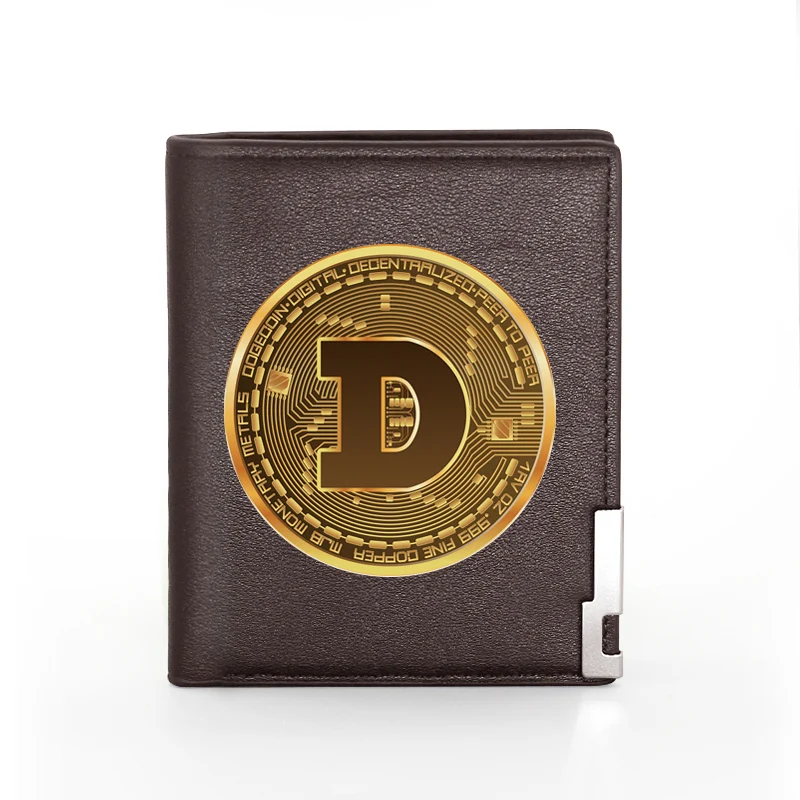 Men Wallet Leather Bitcoin Design Printing Billfold Slim Credit Card/ID Holders Inserts Money Bag Male Pocket Short Purses 