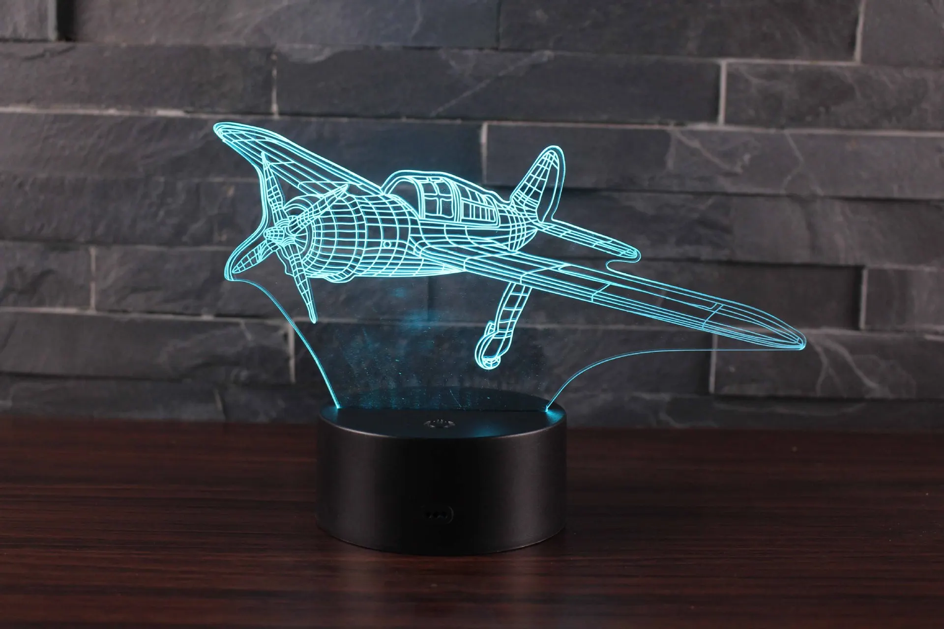 Led lâmpada de mesa 3d ilusão avião