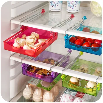 

Plastic Kitchen Cabinet Storage Freezer Fridge Refrigerator Storage Hanging Shelf Rack Refrigerator Storage Container