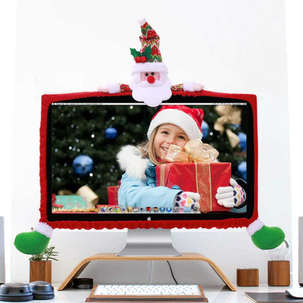 

Creative Christmas Atmosphere Three Dimensional Cartoon Computer Decoration Non Woven Fabrics Case Set For Home Decoration
