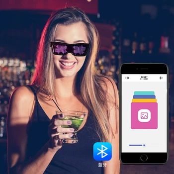 

LED Glasses Flashing LED for Disco Raves Party Wine Bar Bluetooth APP Phone DIY Edit Customizable Light Up Glass USB Charging
