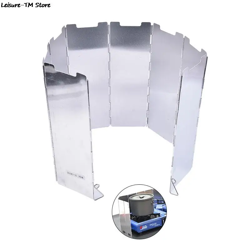 1pc 8 Plate Foldable Gas Stove Outdoor Camping Cooking Windbreak Built