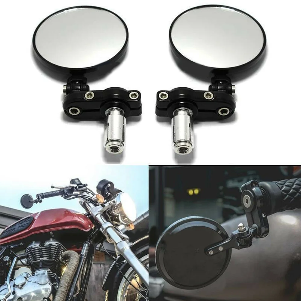 

Folding Bar End Motorcycle Rearview Mirrors Adjustable Rotatable Aluminum Alloy